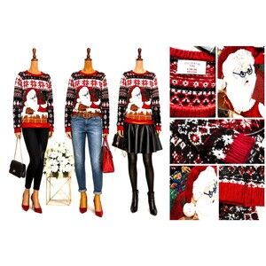 Holiday Time Unisex S Ugly Christmas Sweater Santa House Pocket Red White